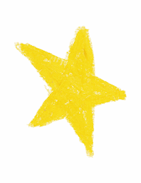 a yellow star painted on a white background